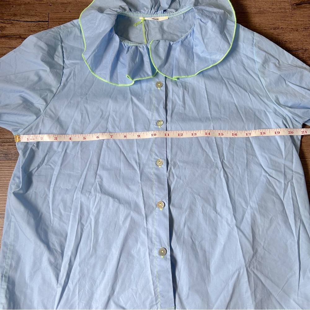Dr. Bloom Blue Ruffle Blouse - Picture 6 of 12